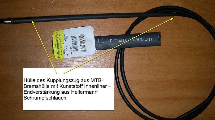 Kupplungzughülle mit Endverstärkung