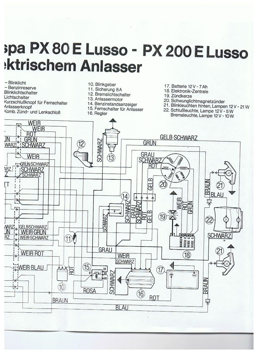 Schaltplan Vespa Px Lusso - Wiring Diagram