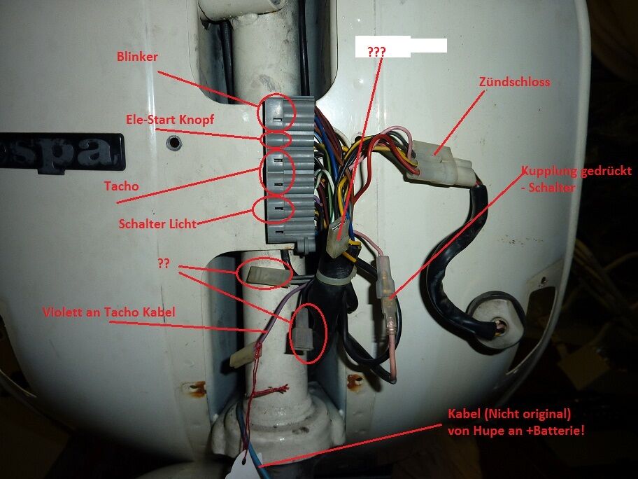  Vespa  PX 125 E 1987 Kabelverbindungen und Verst ndnis 